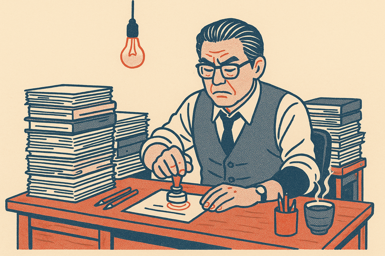 編集長席の様子（イラスト）